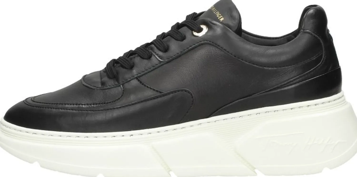 Tommy Hilfiger Chunky Leather Sneaker Zwart Outlet