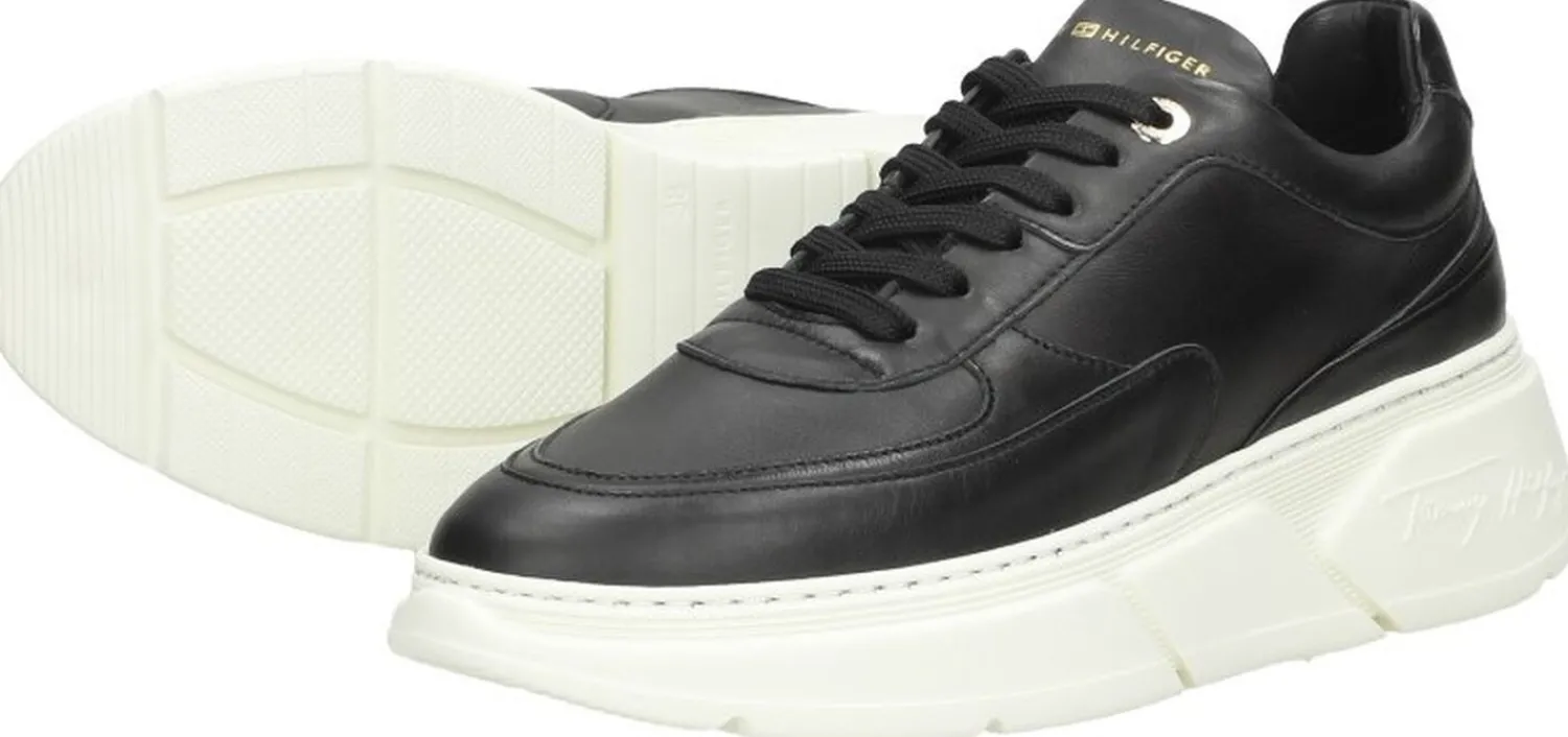 Tommy Hilfiger Chunky Leather Sneaker Zwart Outlet