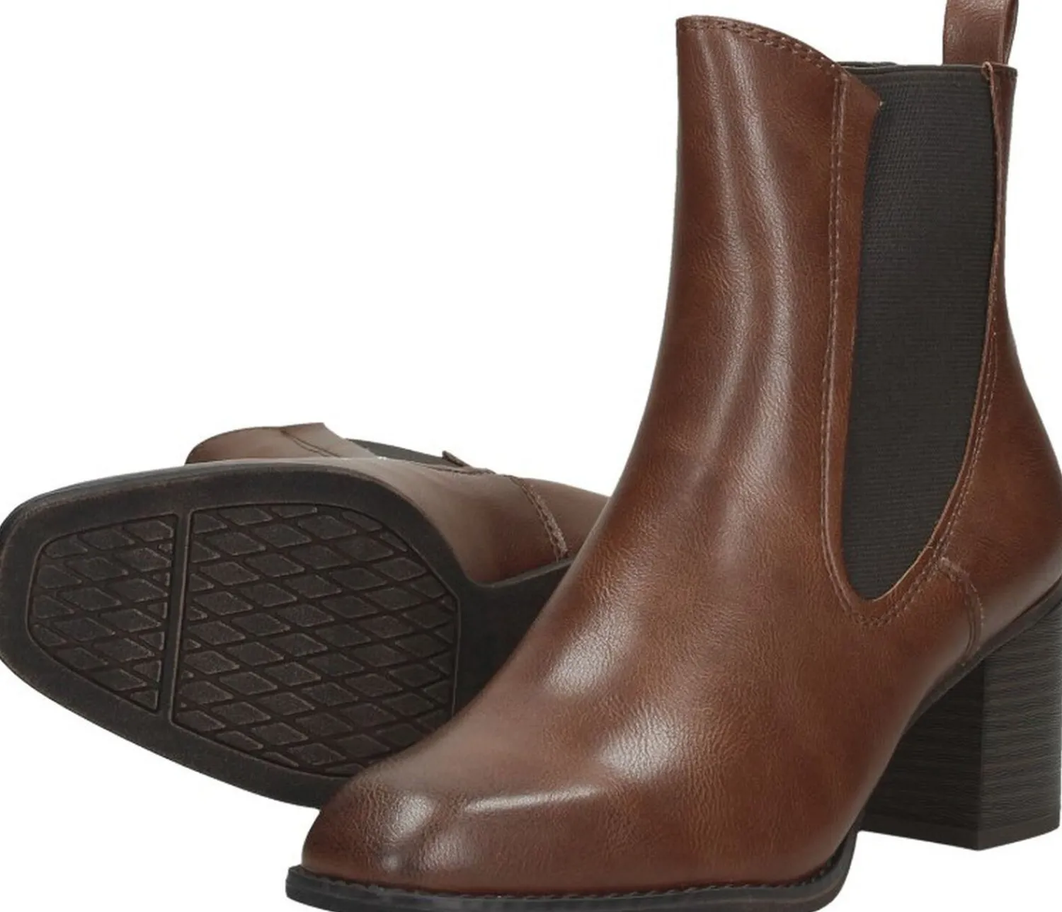 Marco Tozzi Enkellaarsjes Hak Cognac Fashion