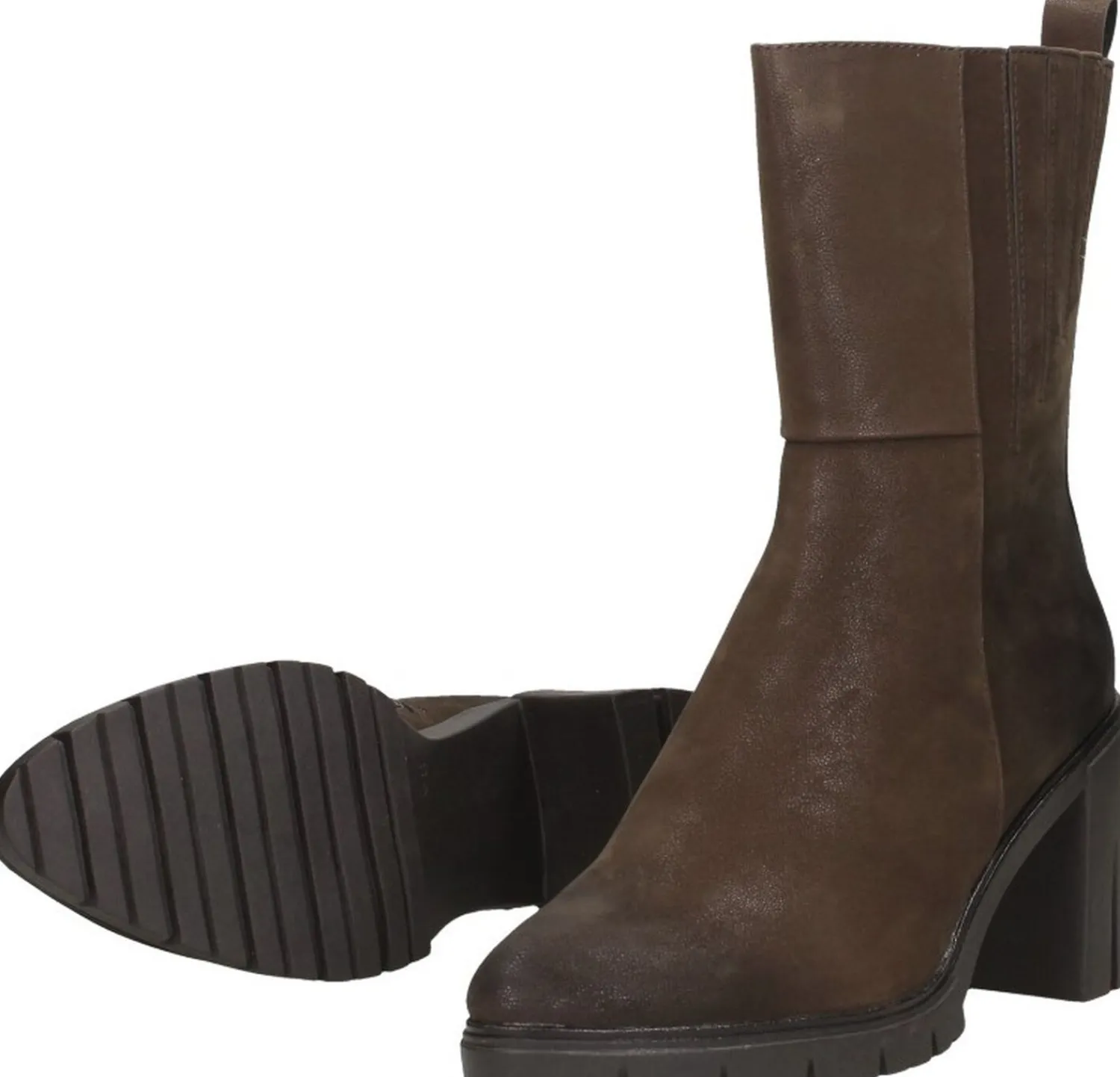 Marco Tozzi Enkellaarsjes Hak Donkerbruin Fashion