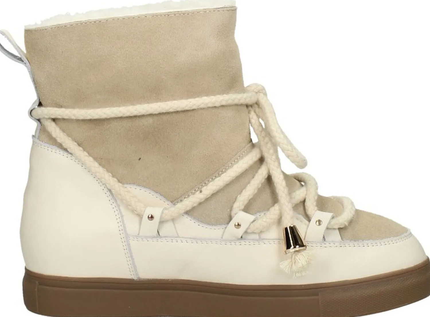 Sub55 Enkellaarsjes Plat Beige Discount