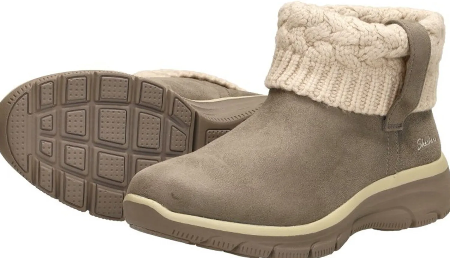 Skechers Enkellaarsjes Plat Taupe New