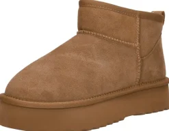 Shoecolate Enkellaarsjes Plat Cognac Sale
