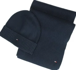 Tommy Hilfiger Essential Scarf & Beanie GP Blauw Discount