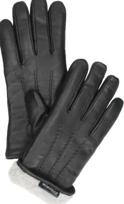 Warmbat Gloves Leather Women Zwart Clearance