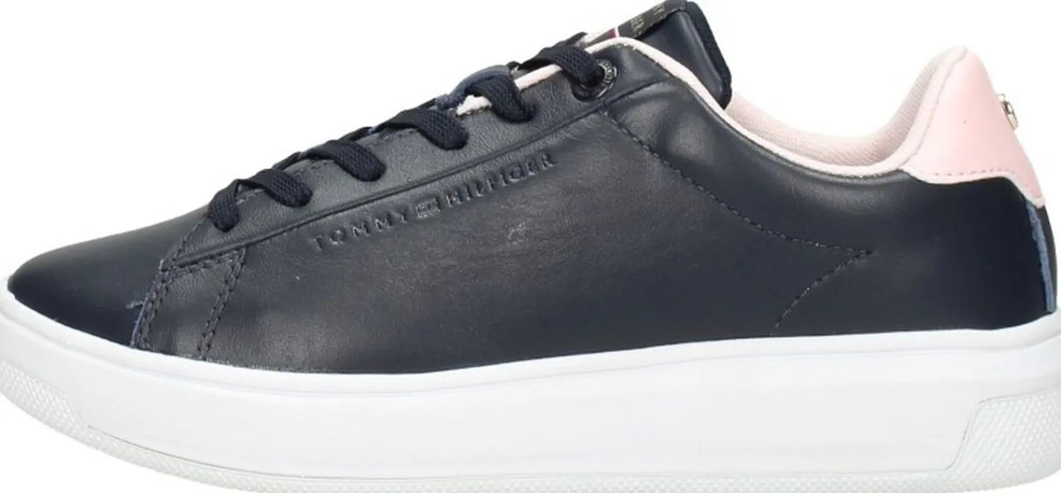 Tommy Hilfiger Lowcut Leather Cupsole Blauw Online