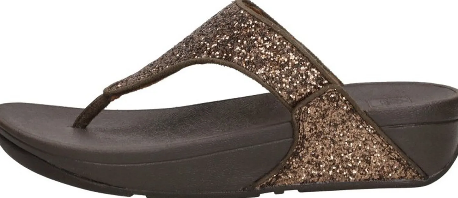 Fitflop Lulu Glitter Toe - Thongs PU Glitter Donkerbruin Online
