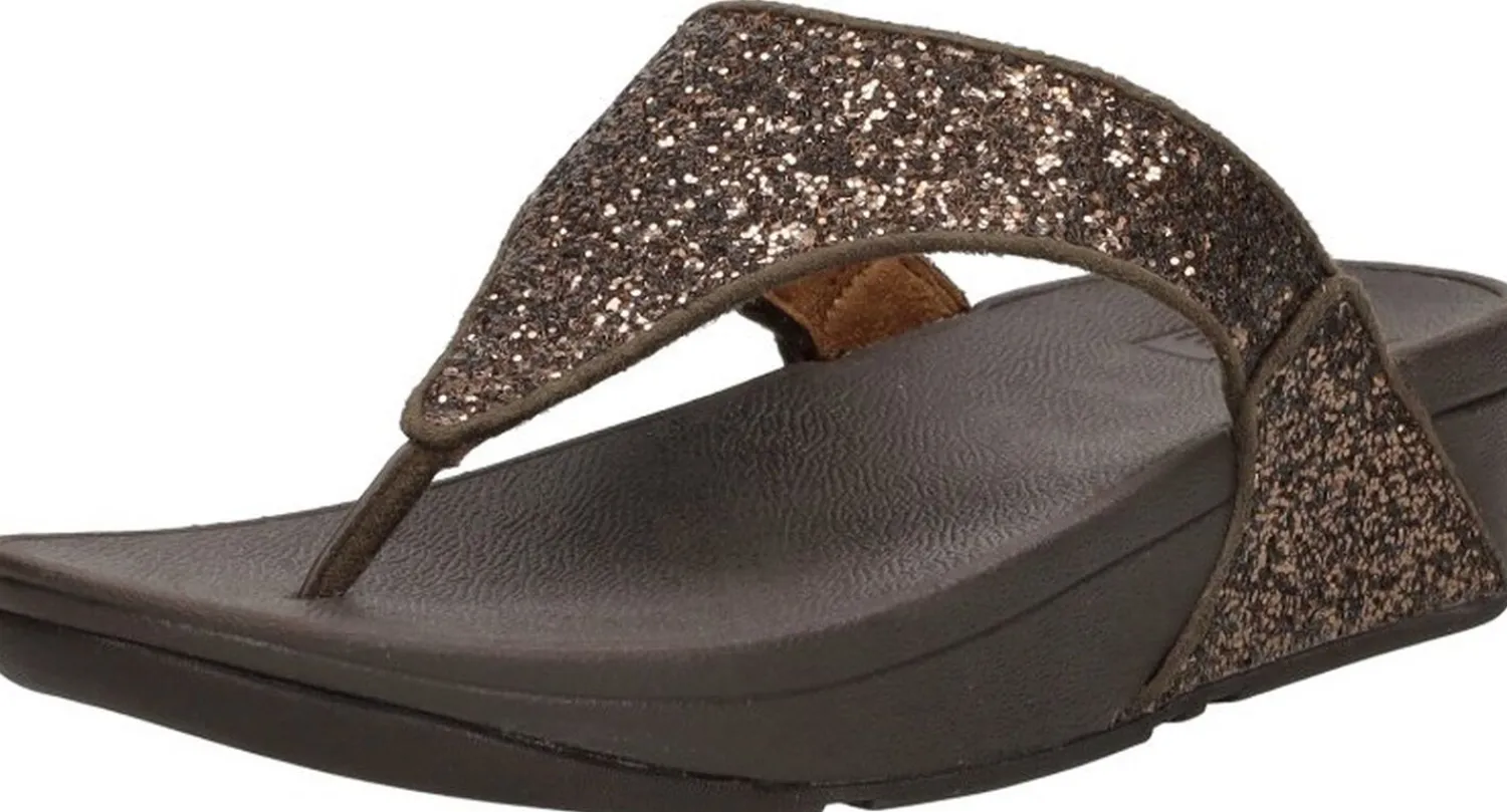 Fitflop Lulu Glitter Toe - Thongs PU Glitter Donkerbruin Online