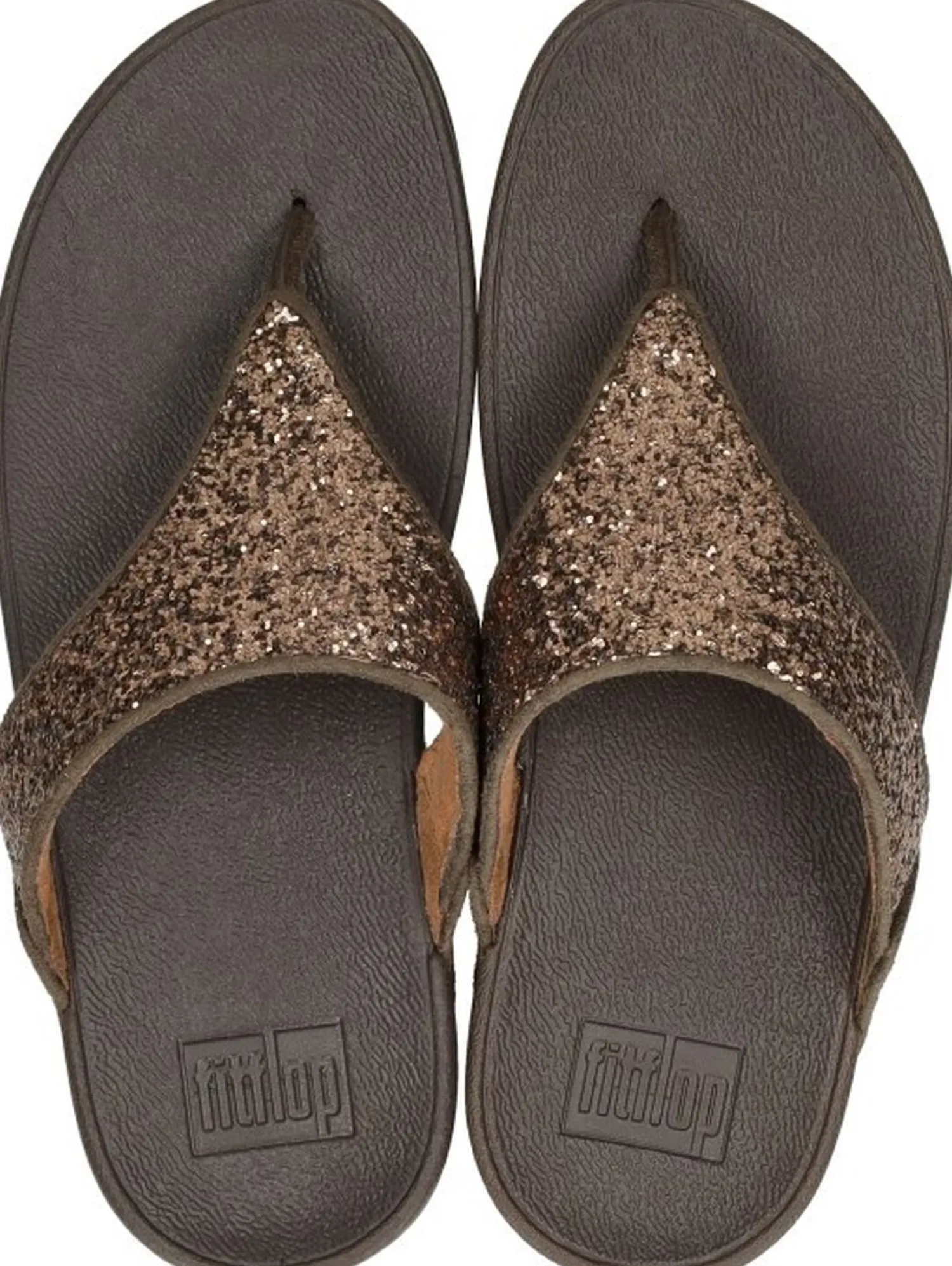 Fitflop Lulu Glitter Toe - Thongs PU Glitter Donkerbruin Online