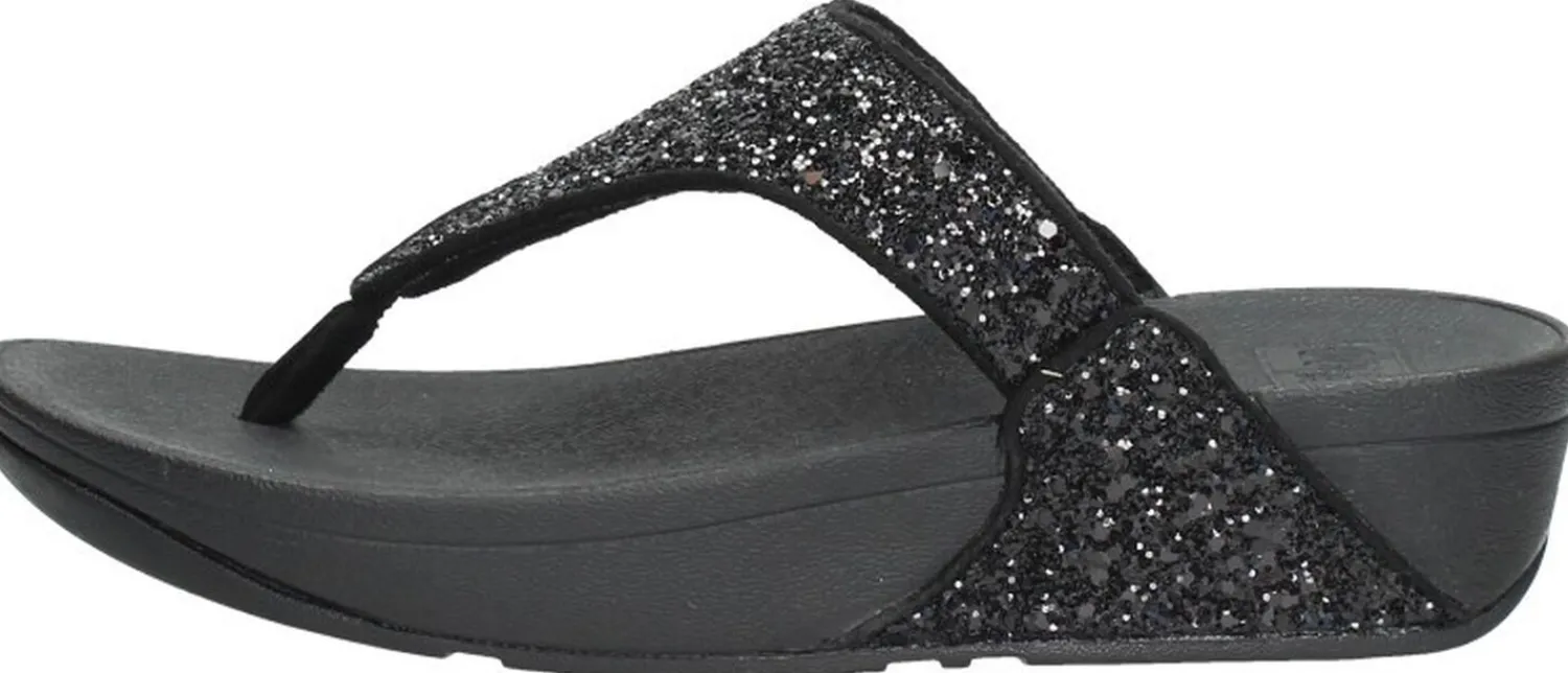 Fitflop Lulu Glitter Toe - Thongs PU Glitter Zwart Best