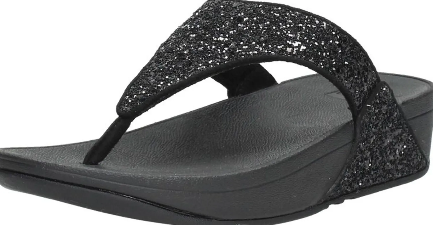 Fitflop Lulu Glitter Toe - Thongs PU Glitter Zwart Best