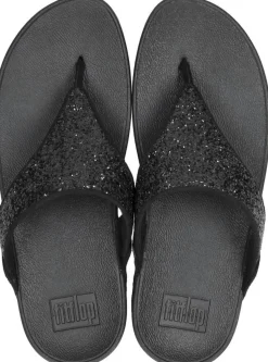 Fitflop Lulu Glitter Toe - Thongs PU Glitter Zwart Best