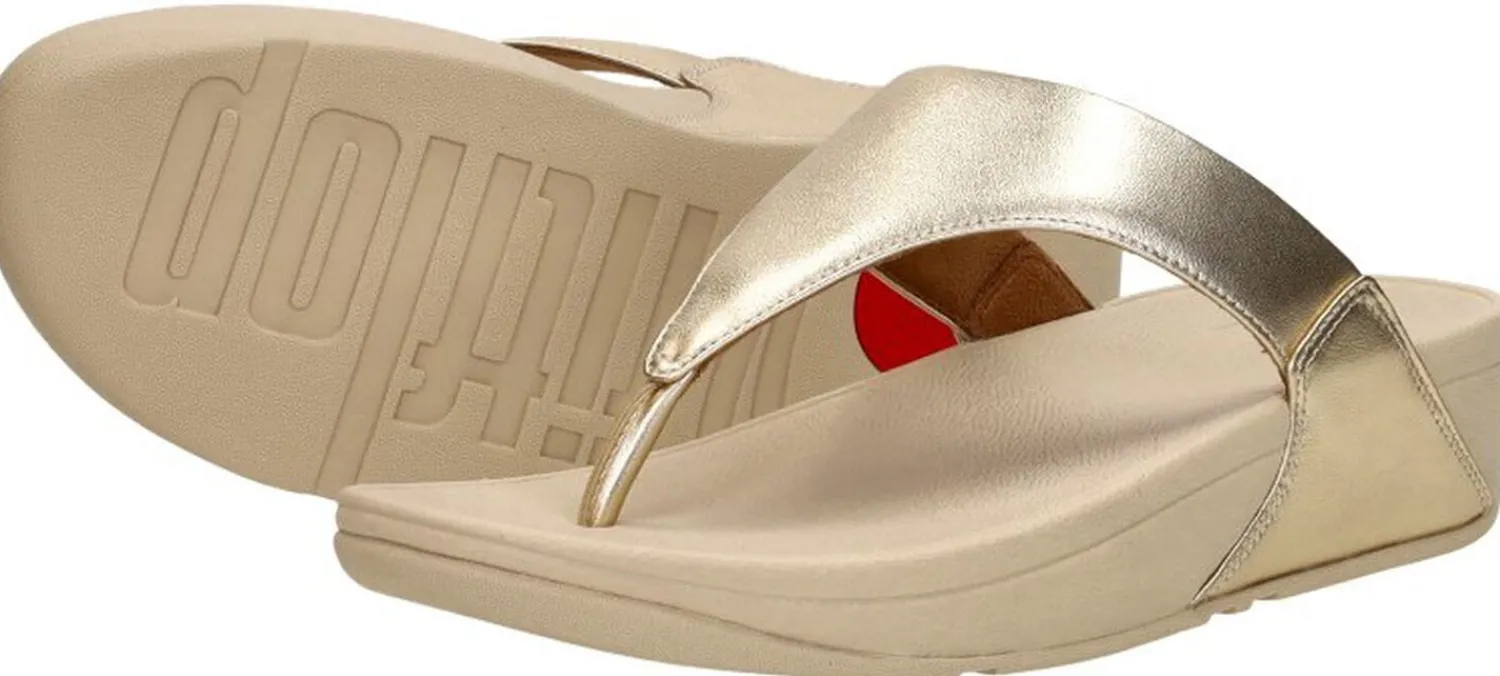 Fitflop Lulu leather toepost Goudkleur Outlet