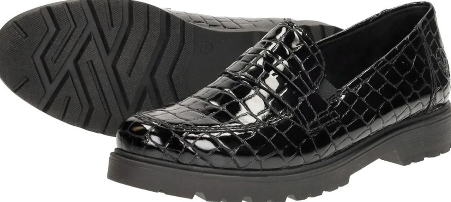 Rieker Mocassin Zwart croco lak Outlet