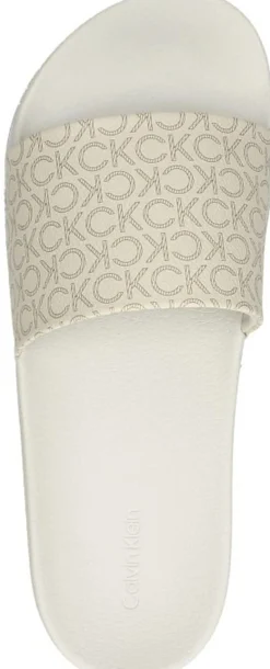 Calvin Klein Pool Slide - Mono Gebroken wit Hot