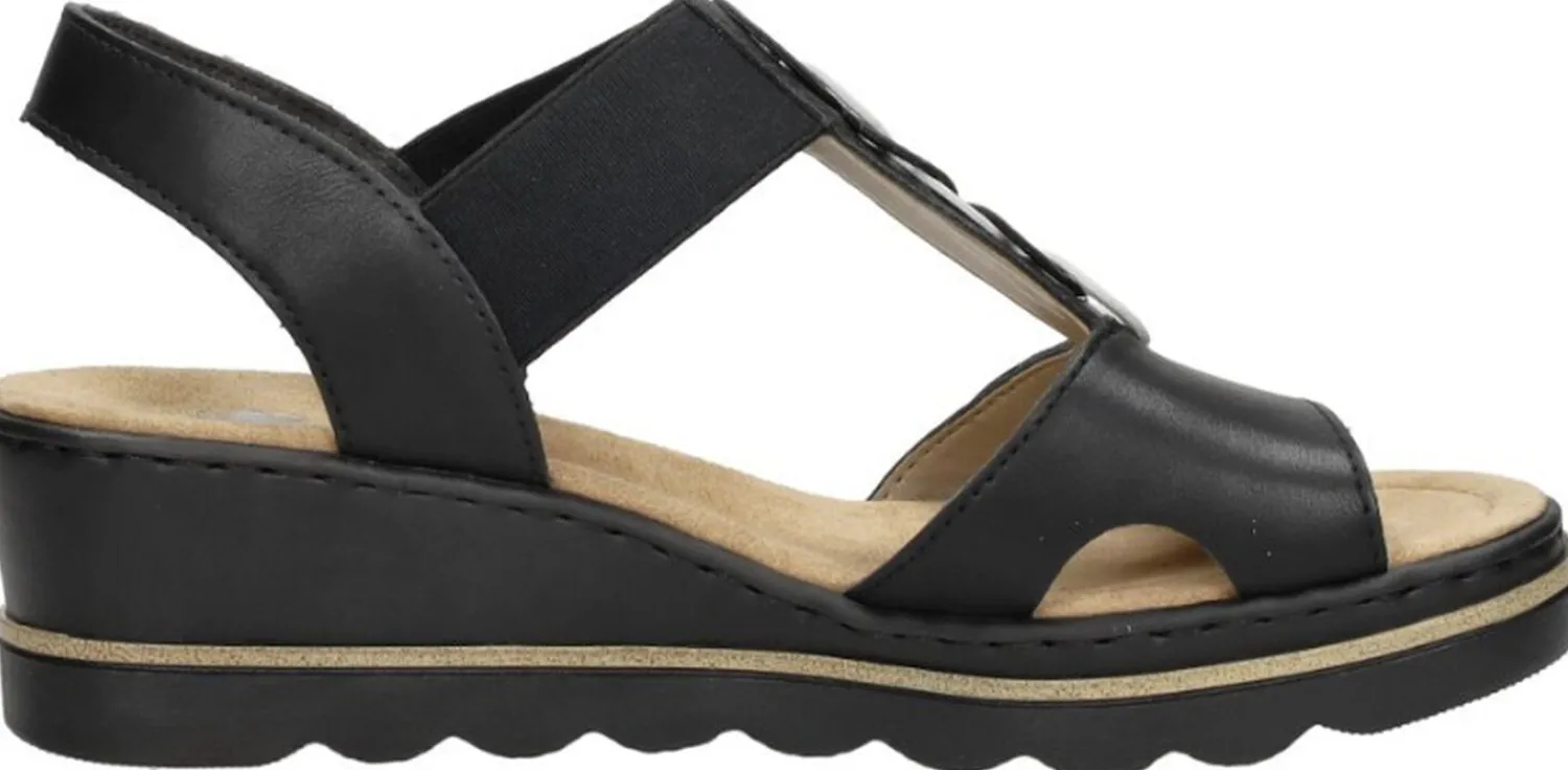 Rieker Sandalen Hak Zwart New