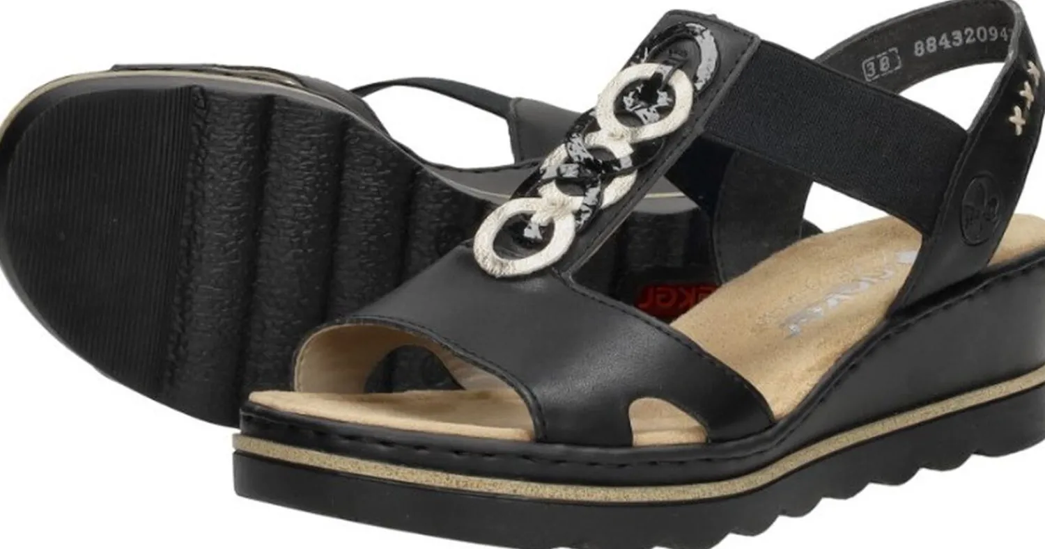 Rieker Sandalen Hak Zwart New