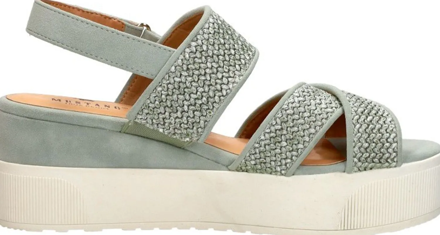 Mustang Sandalen Plat Groen Outlet