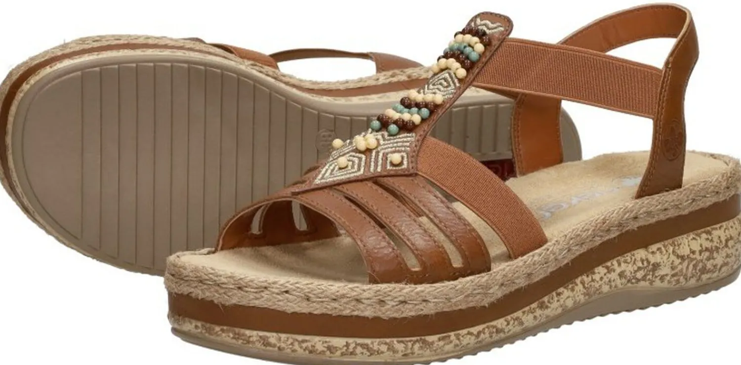 Rieker Sandalen Plat Cognac Best