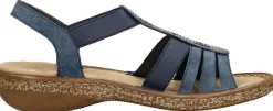 Rieker Sandalen Plat Blauw Hot