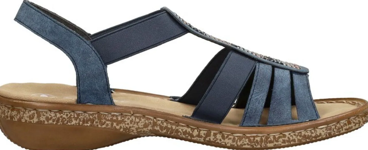 Rieker Sandalen Plat Blauw Hot