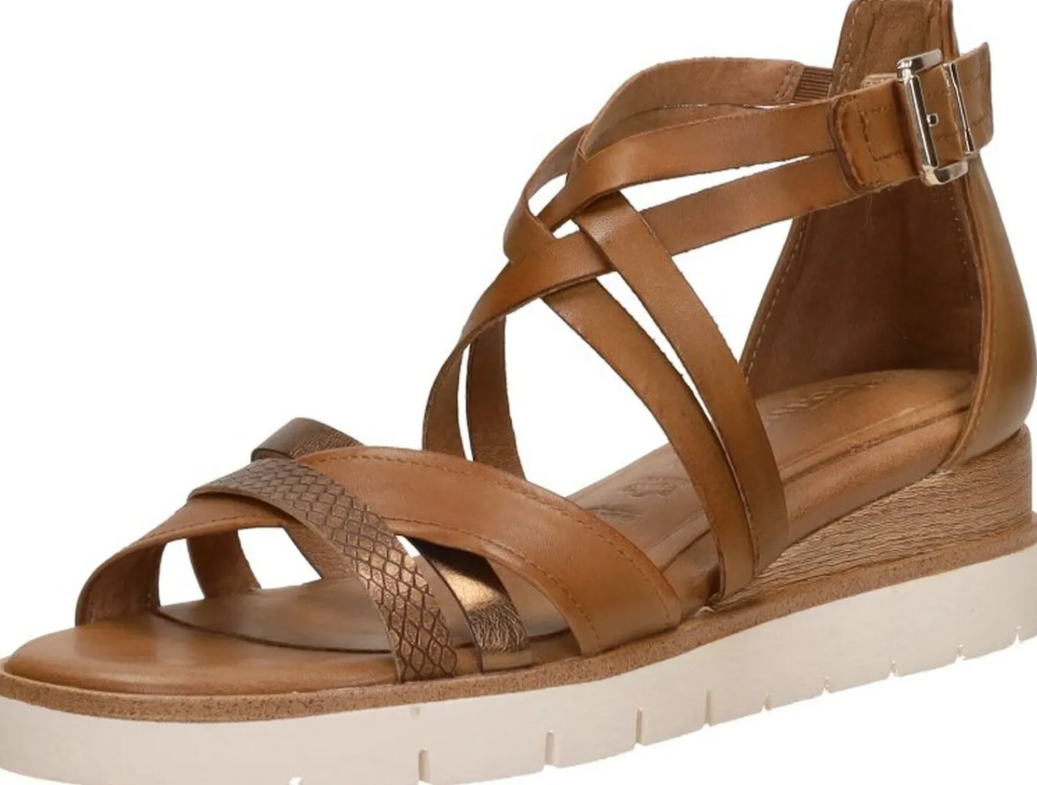 Tamaris Sandalen Plat Cognac New