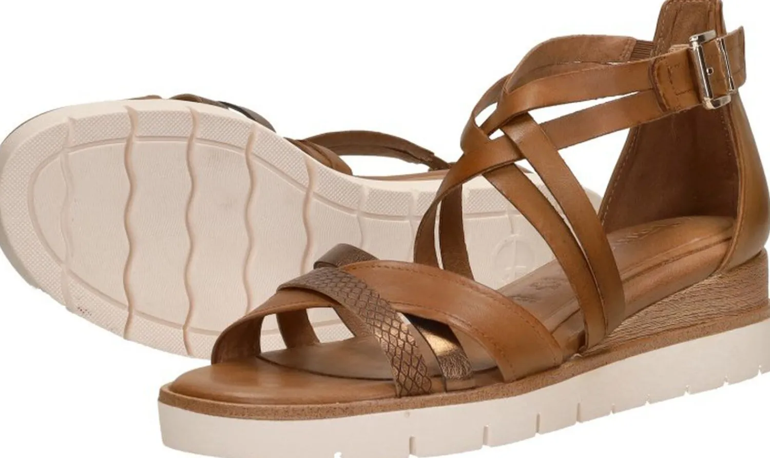 Tamaris Sandalen Plat Cognac New