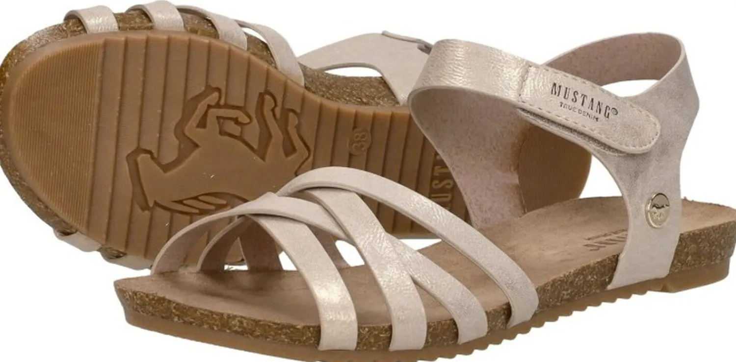 Mustang Sandalen Plat Goudkleur Outlet