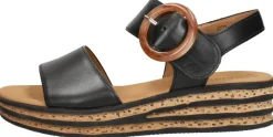 Gabor Sandalen Plat Zwart Outlet