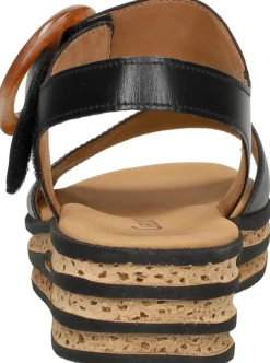 Gabor Sandalen Plat Zwart Outlet