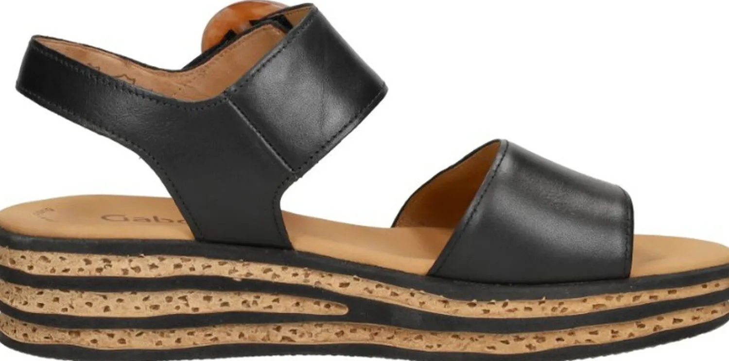 Gabor Sandalen Plat Zwart Outlet