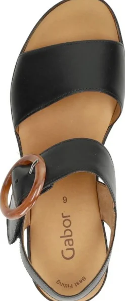 Gabor Sandalen Plat Zwart Outlet