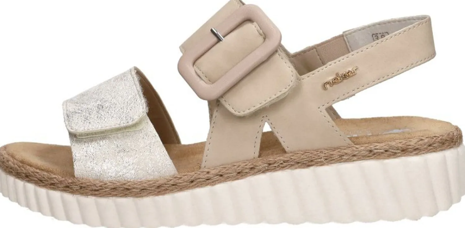 Rieker Sandalen Plat Beige Outlet