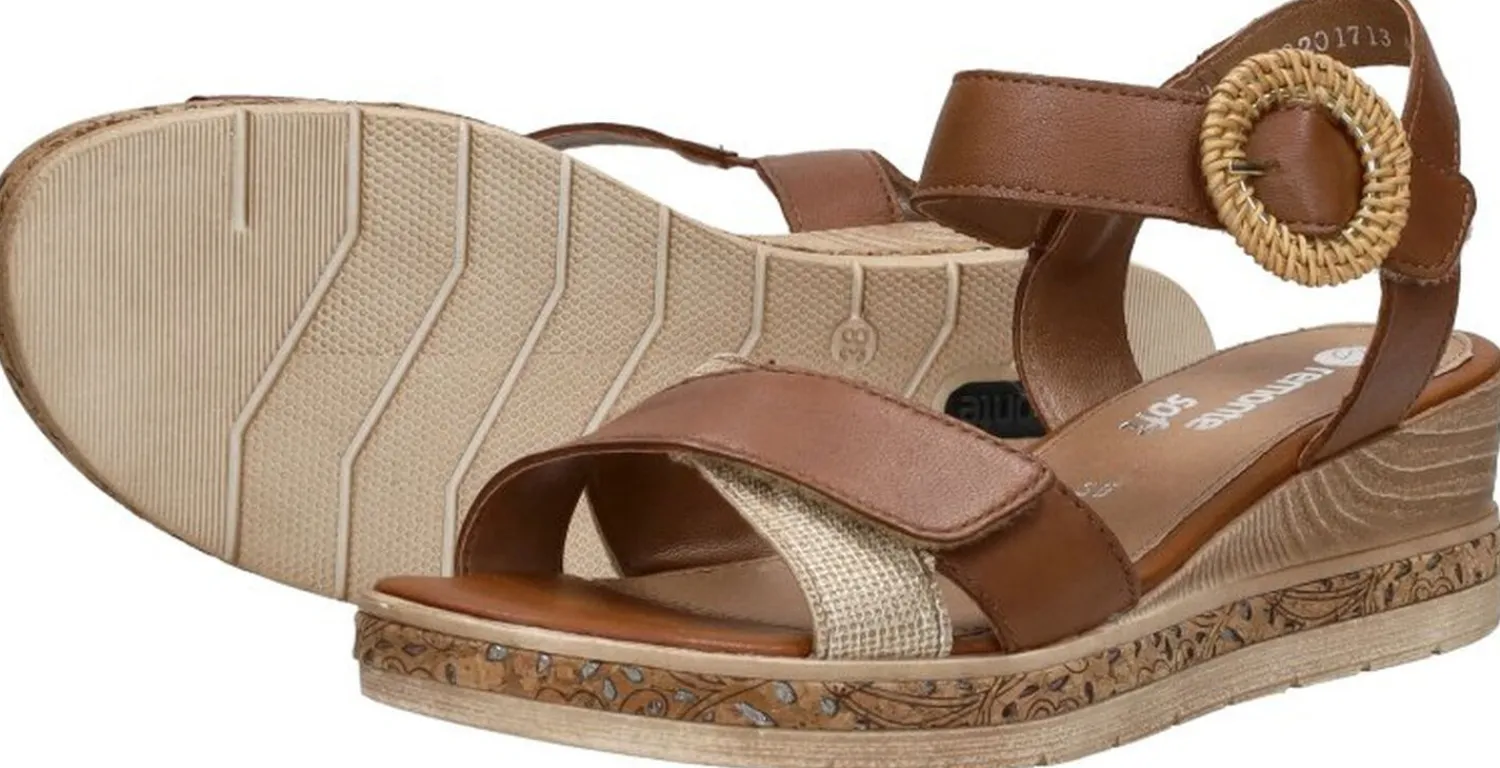 Remonte Sandalen Plat Cognac New