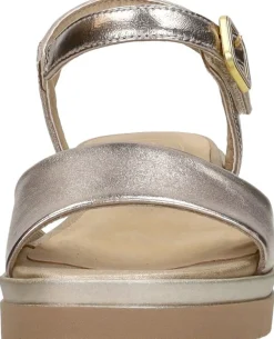 Tamaris Comfort Sandalen Plat Goudkleur Discount