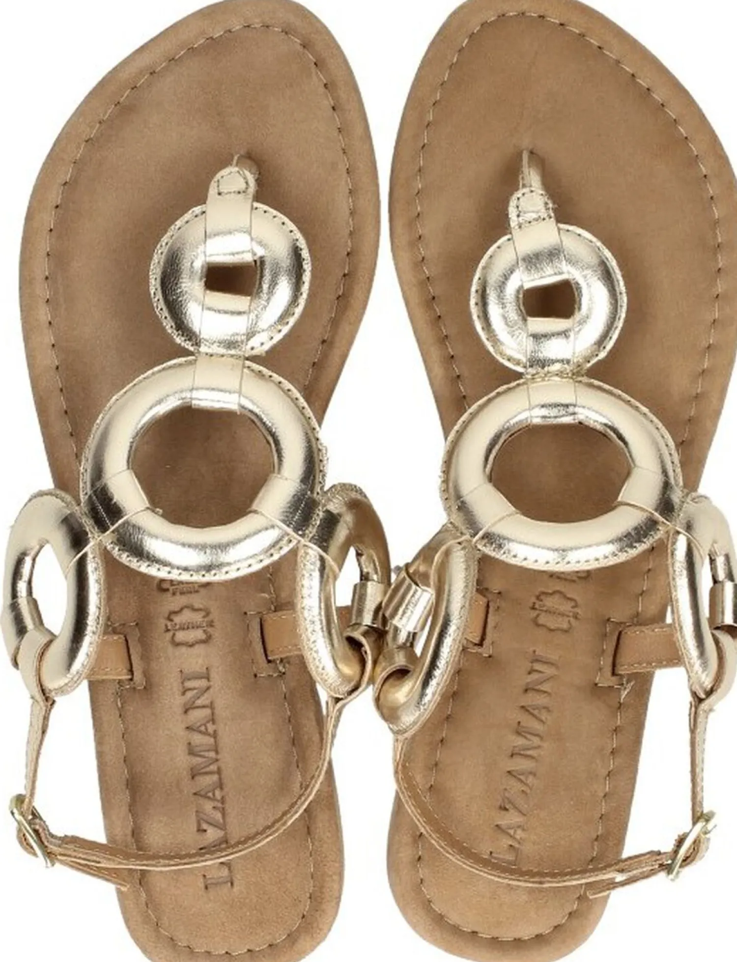 Lazamani Sandalen Plat Goudkleur Sale