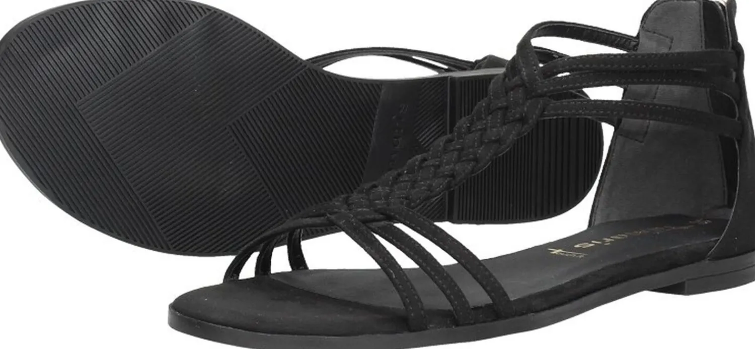 Tamaris Sandalen Plat Zwart Online