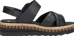 Rieker Sandalen Plat Zwart Best