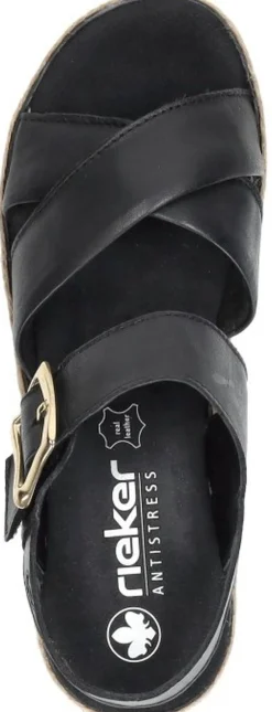 Rieker Sandalen Plat Zwart Best
