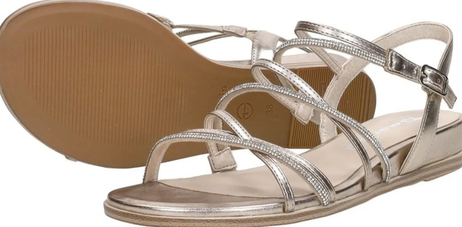 Tamaris Sandalen Plat Goudkleur Clearance