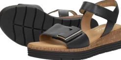 Gabor Sandalen Plat Zwart Discount