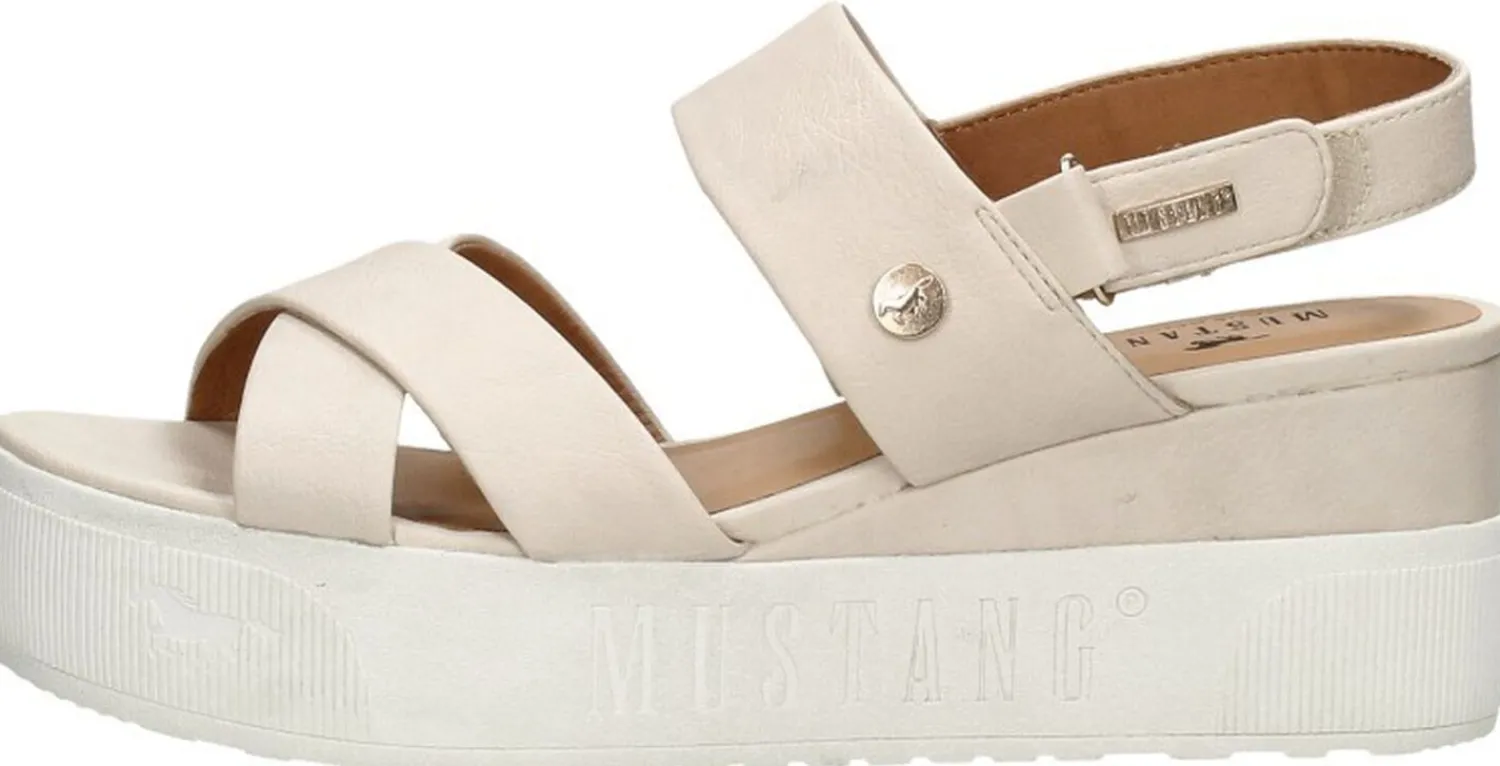 Mustang Sandalen Plat Gebroken wit Fashion