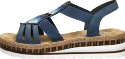 Rieker Sandalen Plat Blauw Fashion