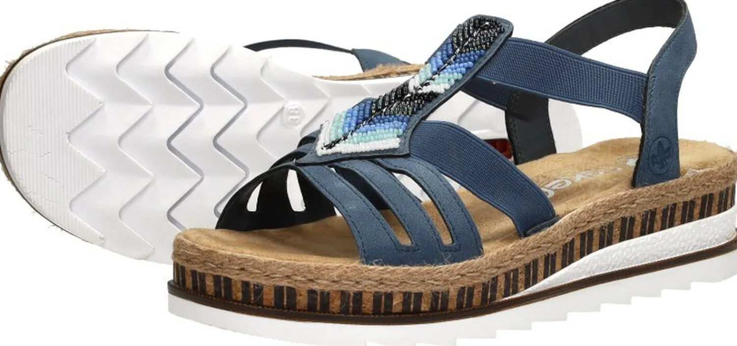 Rieker Sandalen Plat Blauw Fashion
