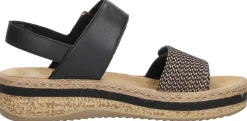 Rieker Sandalen Plat Zwart Best
