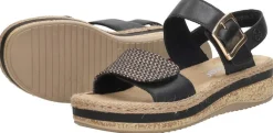 Rieker Sandalen Plat Zwart Best