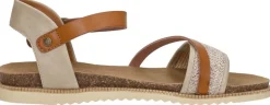 Mustang Sandalen Plat Beige Hot