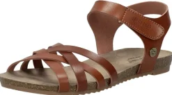 Mustang Sandalen Plat Cognac Discount