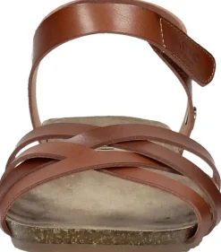 Mustang Sandalen Plat Cognac Discount