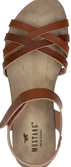 Mustang Sandalen Plat Cognac Discount